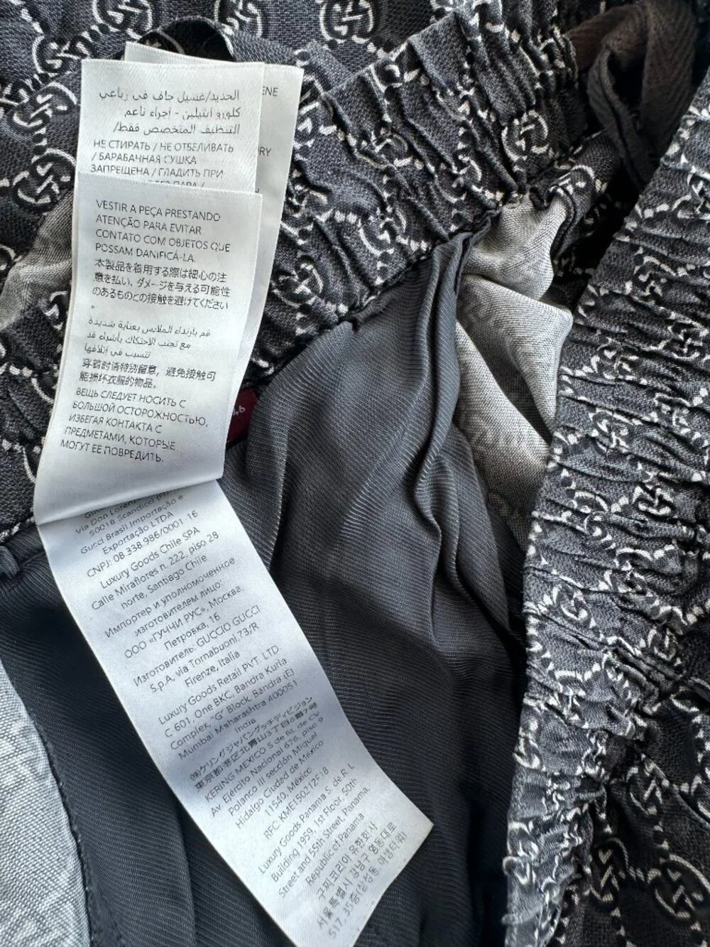 Gucci Grey, Black & White GG Monogram Silk Shorts